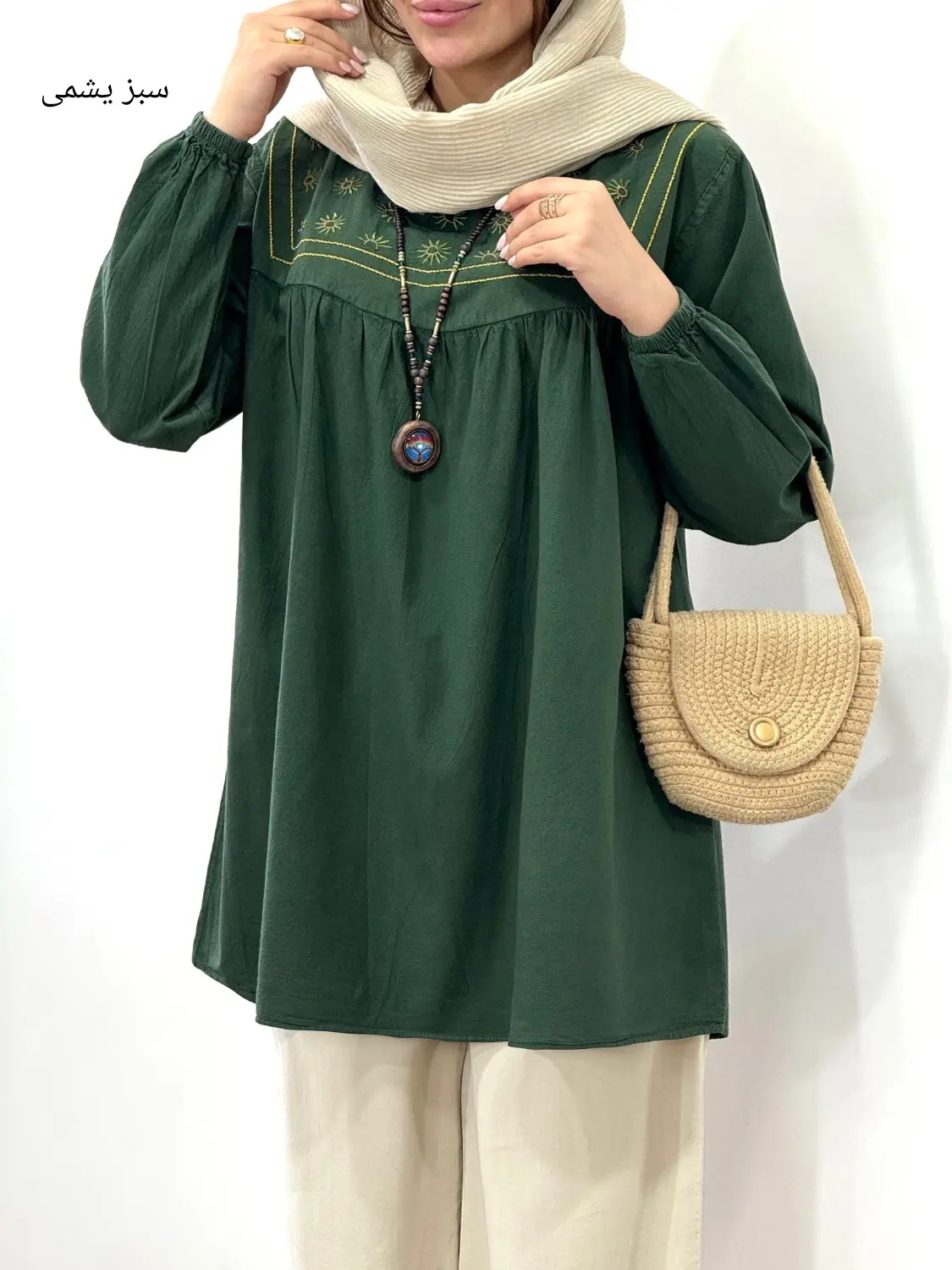 مانتو لینن گلدوزی پونه